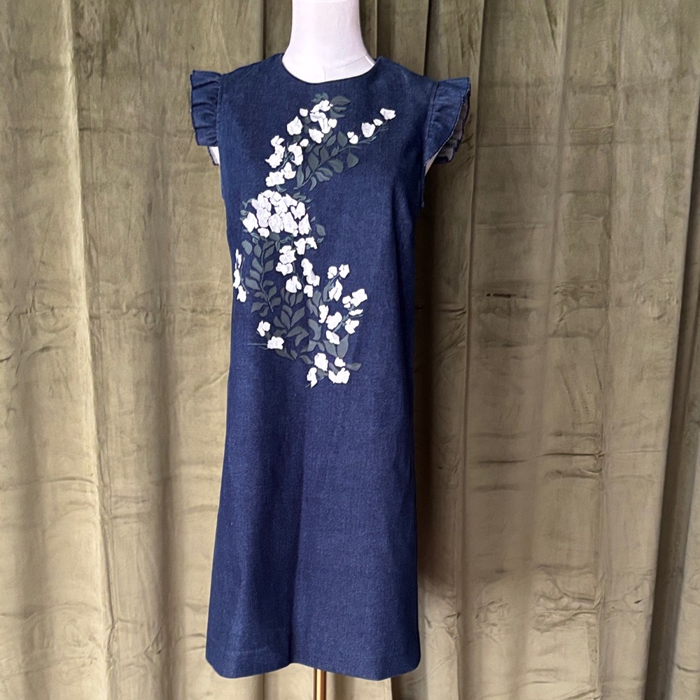 Giuseppe Di Morabito Blue Denim floral appliqué Dress, US4